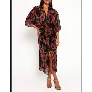 #1684 Petal & Pup NWT Audrina Maxi Dress Size Small Deep Night Floral Black